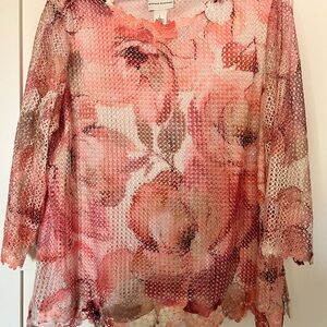 Alfred Dunner Women's Floral Blouse - Pink and White